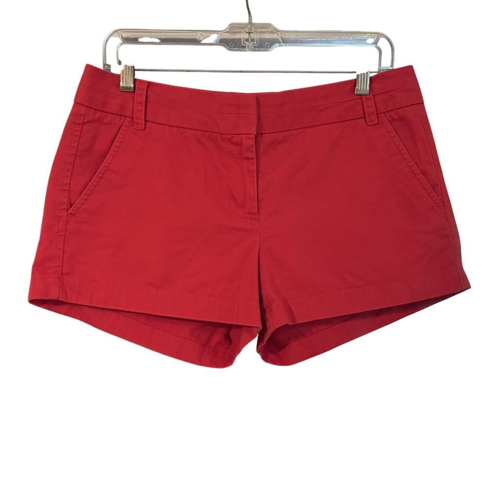 J.Crew Chino Mini Shorts Red Cotton Classic Fit Size 6 Preppy Summer 3"